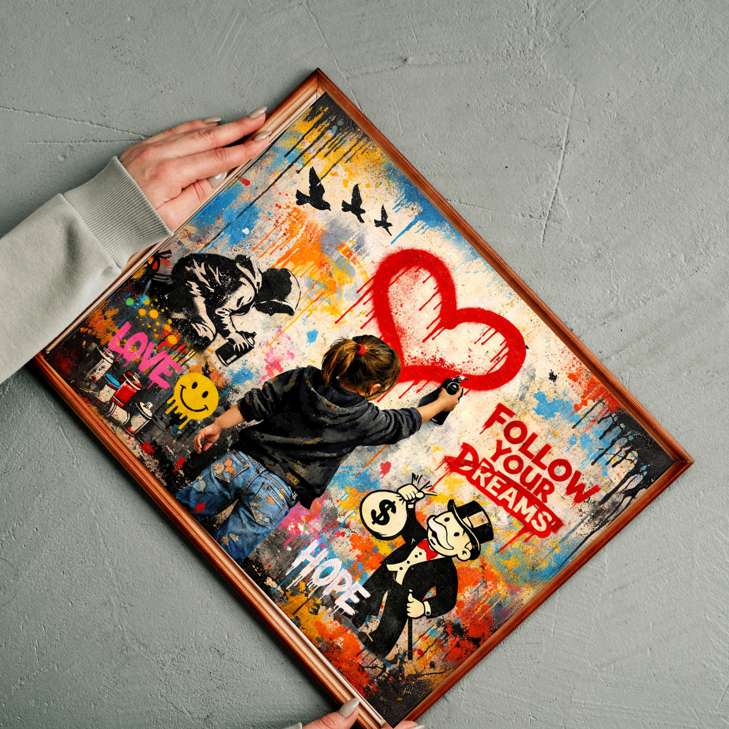 Follow Your Dreams Graffiti Canvas Art - Modern Street Art Print for Home Decor