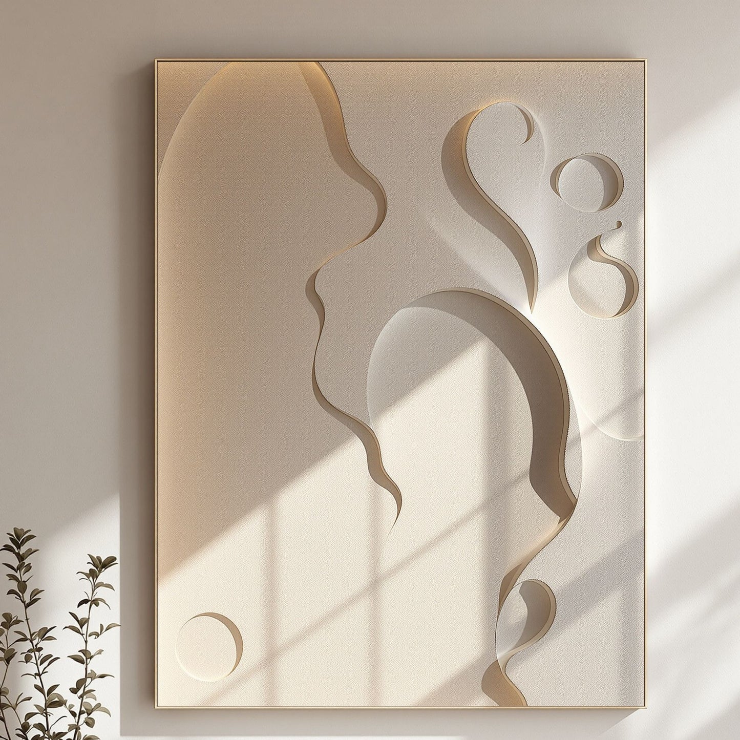 Ethereal Form Minimal Textured Canvas | Beige Sculptural Wall Art