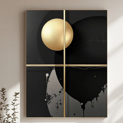 Golden Orbit Grid Canvas