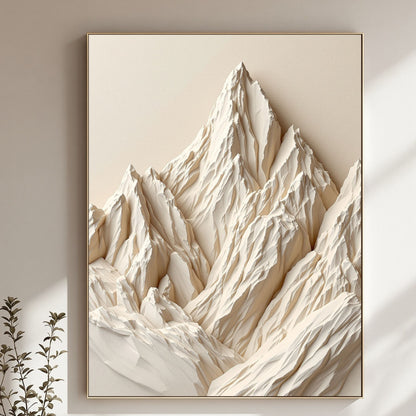 Alpine Ivory – Textured Neutral Mountain Canvas Wall Art