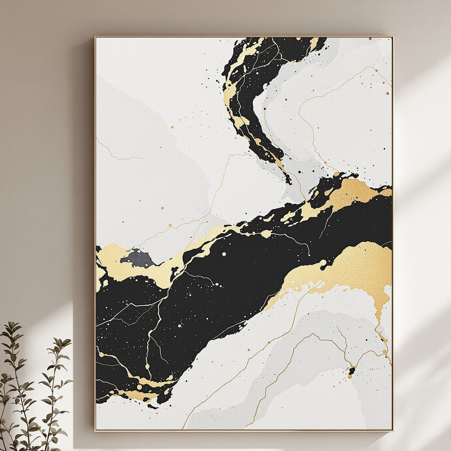 Ivory Noir Flow – Black & Gold Luxury Canvas