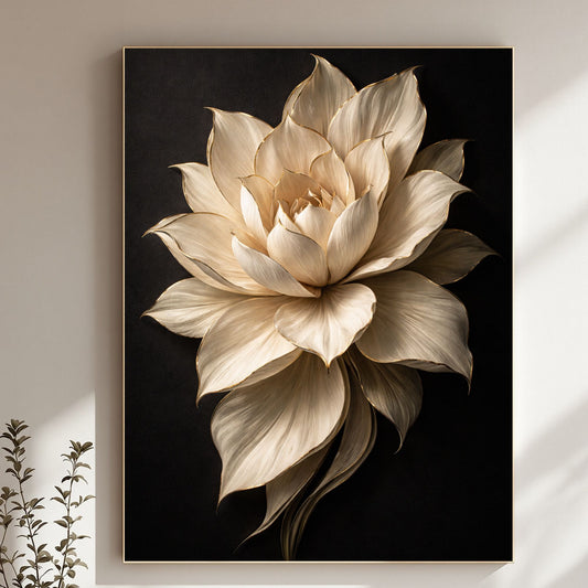Golden Edge Lotus – Luxury Sculpted Floral Wall Art