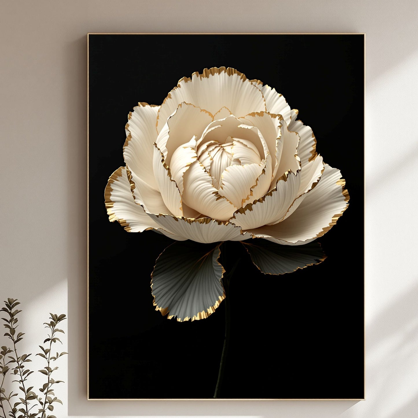 Luxury Black & Gold Floral Canvas Wall Art