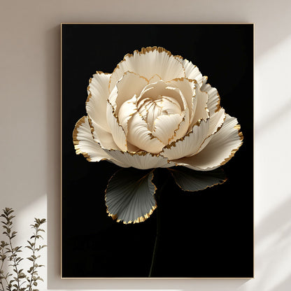 Luxury Black & Gold Floral Canvas Wall Art
