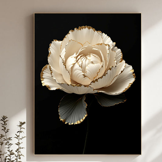 Luxury Black & Gold Floral Canvas Wall Art