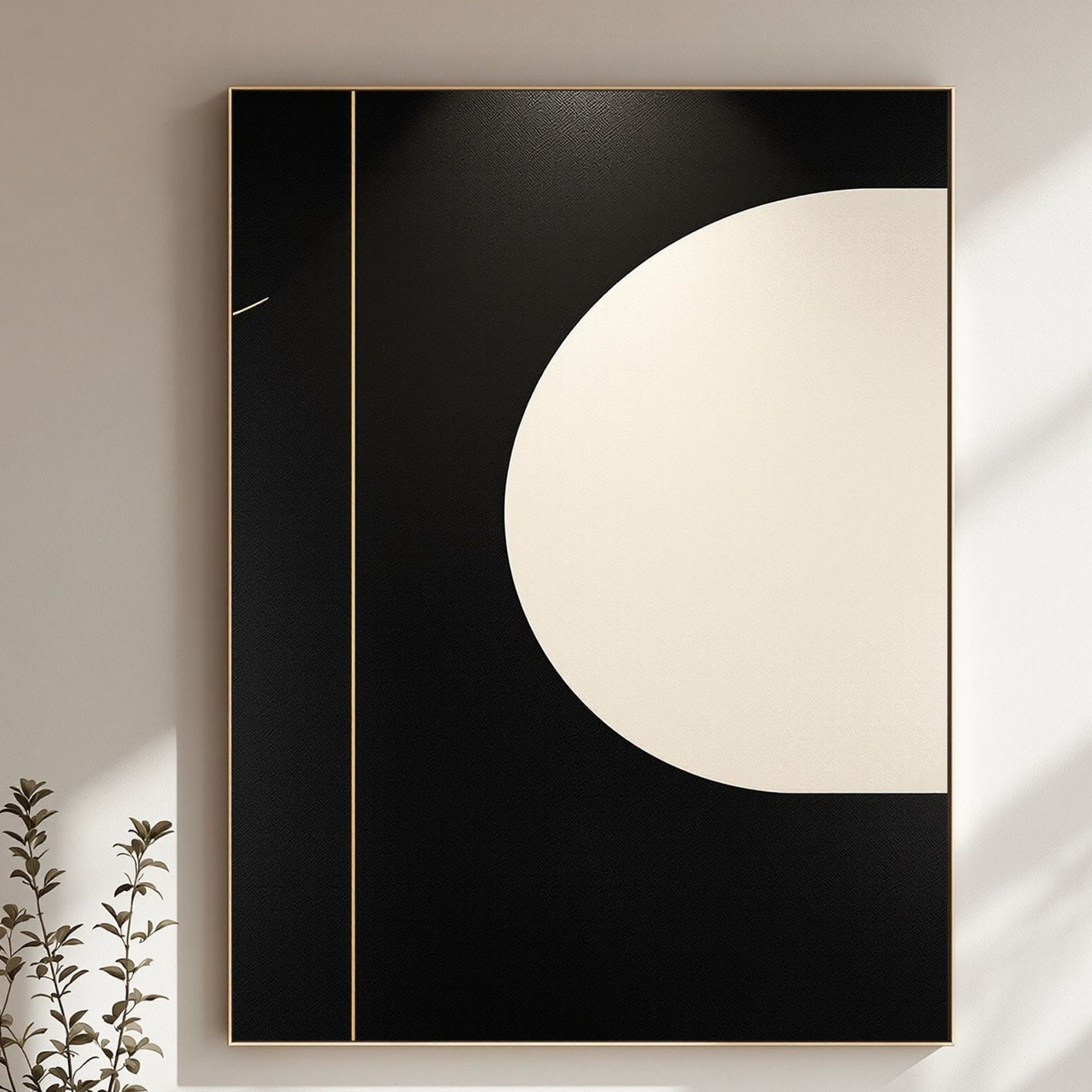 Minimal Black and Ivory Abstract Canvas Wall Art – Modern Luxury Decor