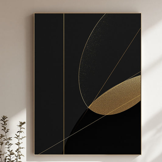 Golden Eclipse – Minimal Black Luxury Canvas