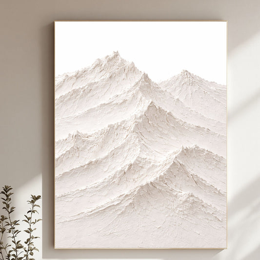 Minimal Textured Mountain Canvas Wall Art – Neutral 3D Landscape Decor