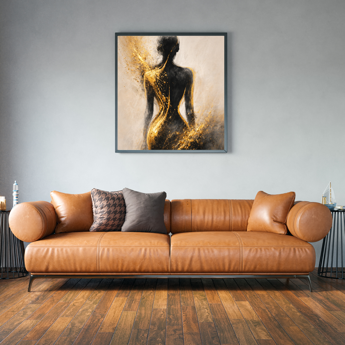 Golden Silhouette – Luxury Abstract Female Canvas Wall Art
