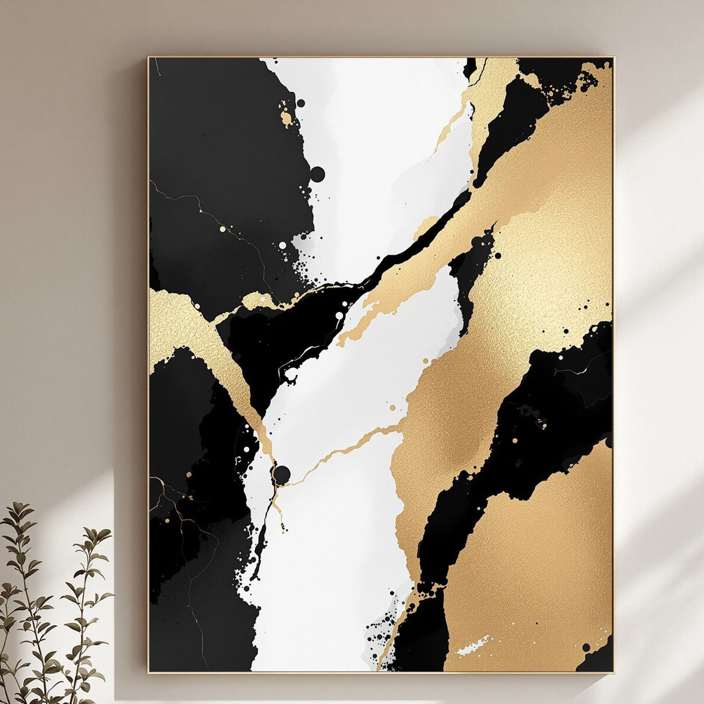 Imperial Gold Flow Abstract Canvas Art – Luxury Black & Gold Wall Decor