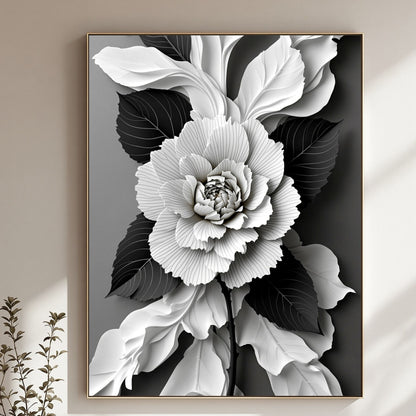 Eclipse Bloom Monochrome Floral Canvas Wall Art - Elegant Decor for Modern Interiors