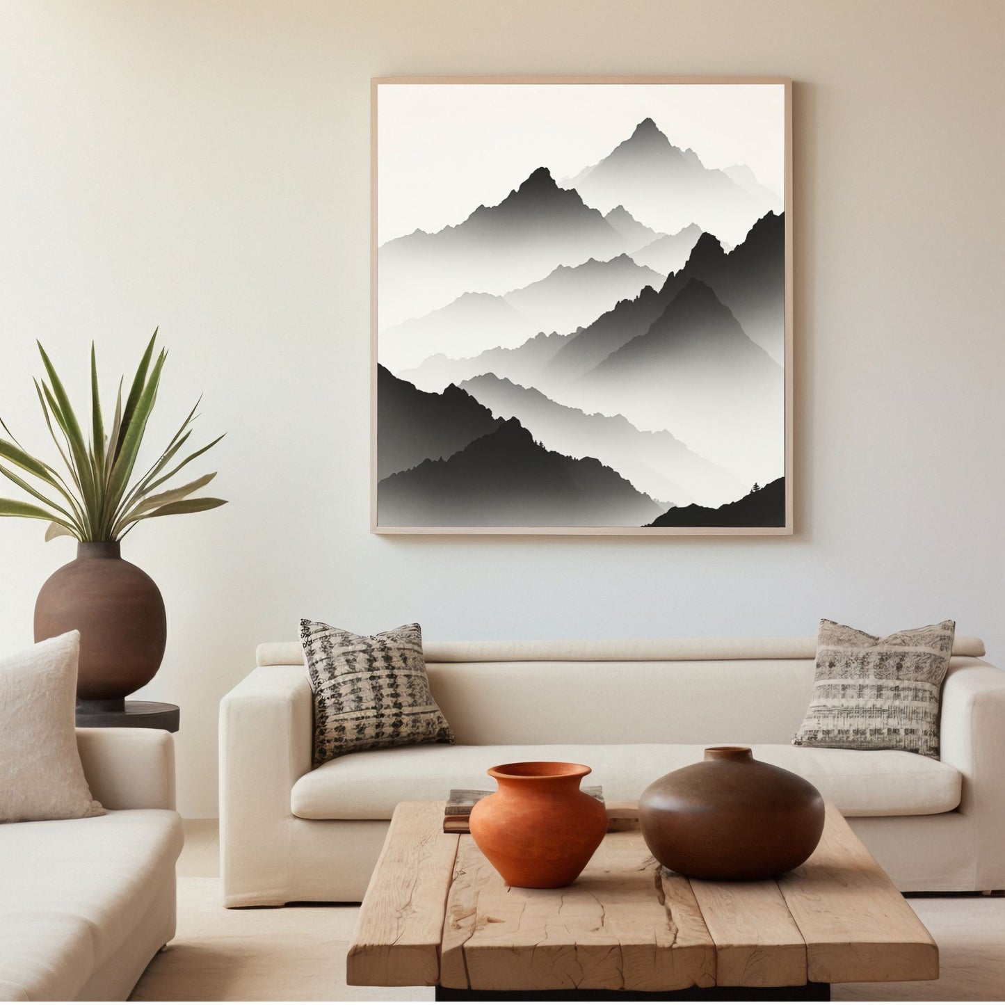 Whispering Peaks – Traditional Japanese Mountain Fine Art Poster