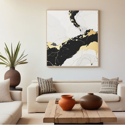 Ivory Noir Flow – Black & Gold Luxury Canvas