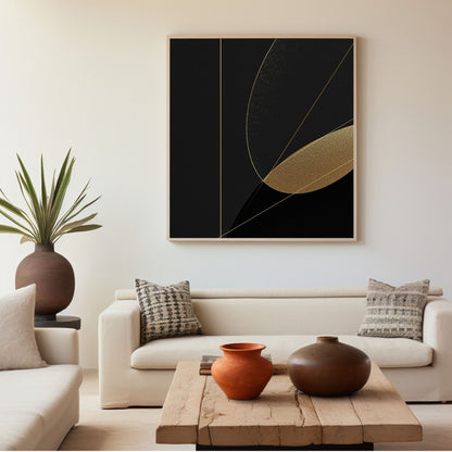 Golden Eclipse – Minimal Black Luxury Canvas