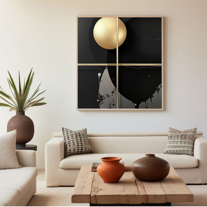 Golden Orbit Grid Canvas