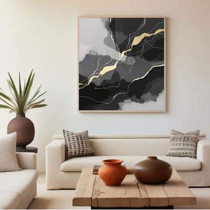 minimal canvas wall art in modern living room interior