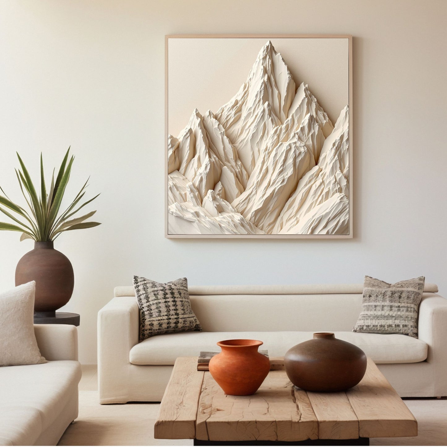 Alpine Ivory – Textured Neutral Mountain Canvas Wall Art