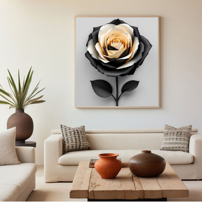 Midnight Gold Rose Canvas Wall Art – Luxury Black & Gold Floral Design