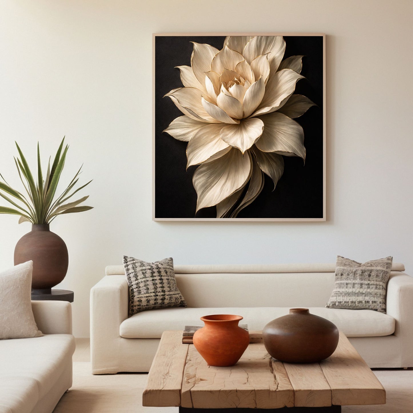 Golden Edge Lotus – Luxury Sculpted Floral Wall Art