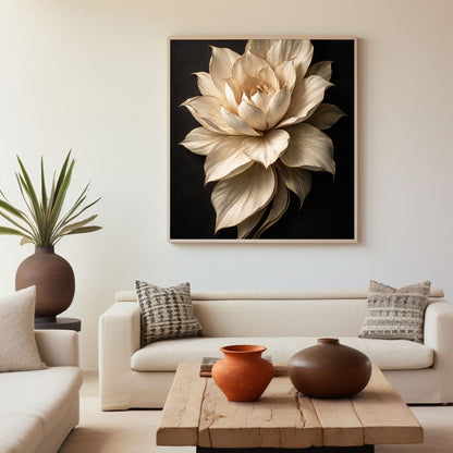Golden Edge Lotus – Luxury Sculpted Floral Wall Art