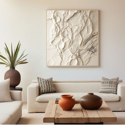 Ivory Fragment – Luxury Textured Abstract Canvas | Beige & Gold Wall Art