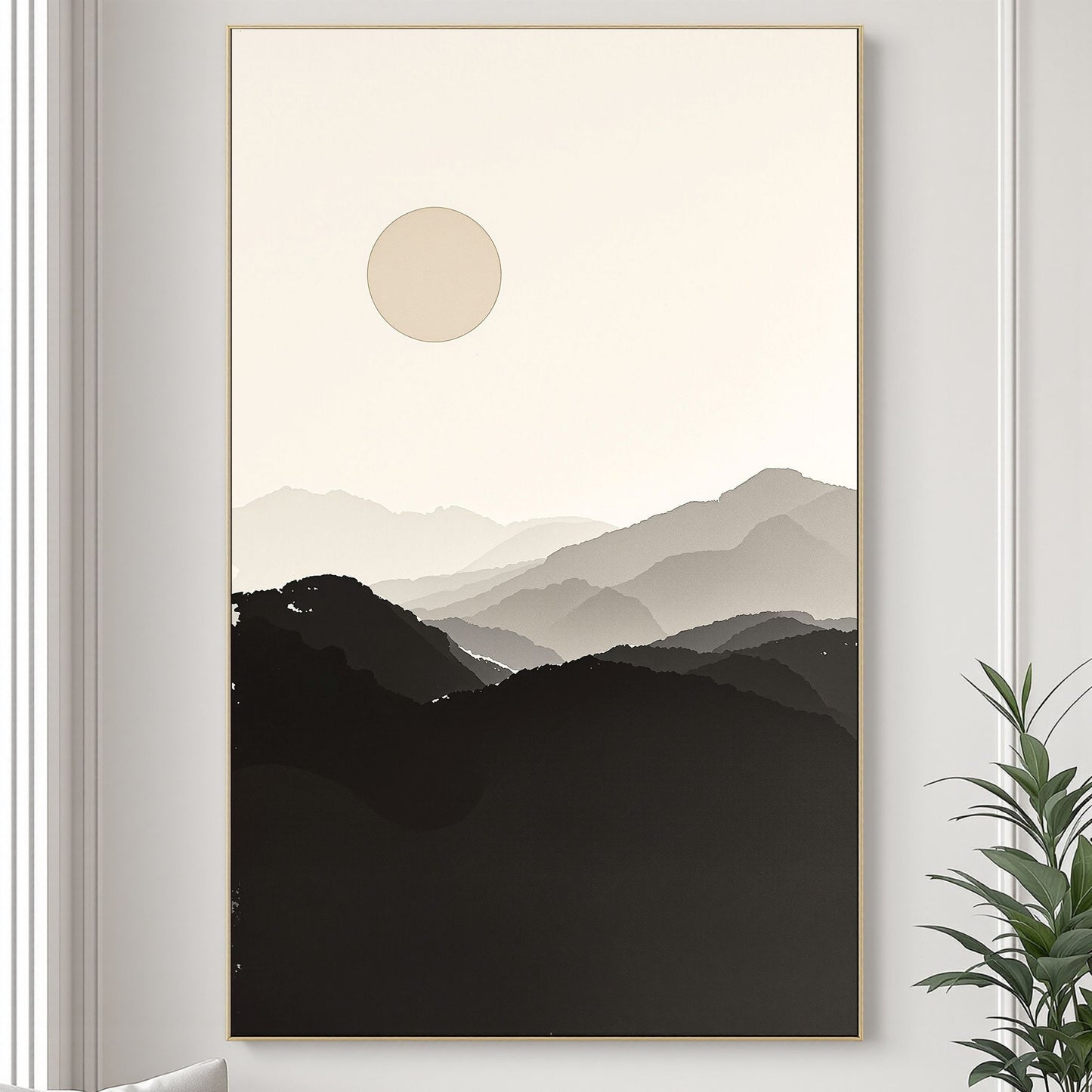 Silent Horizon – Minimal Japanese Sun Landscape Wall Art
