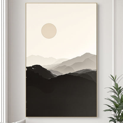 Silent Horizon – Minimal Japanese Sun Landscape Wall Art