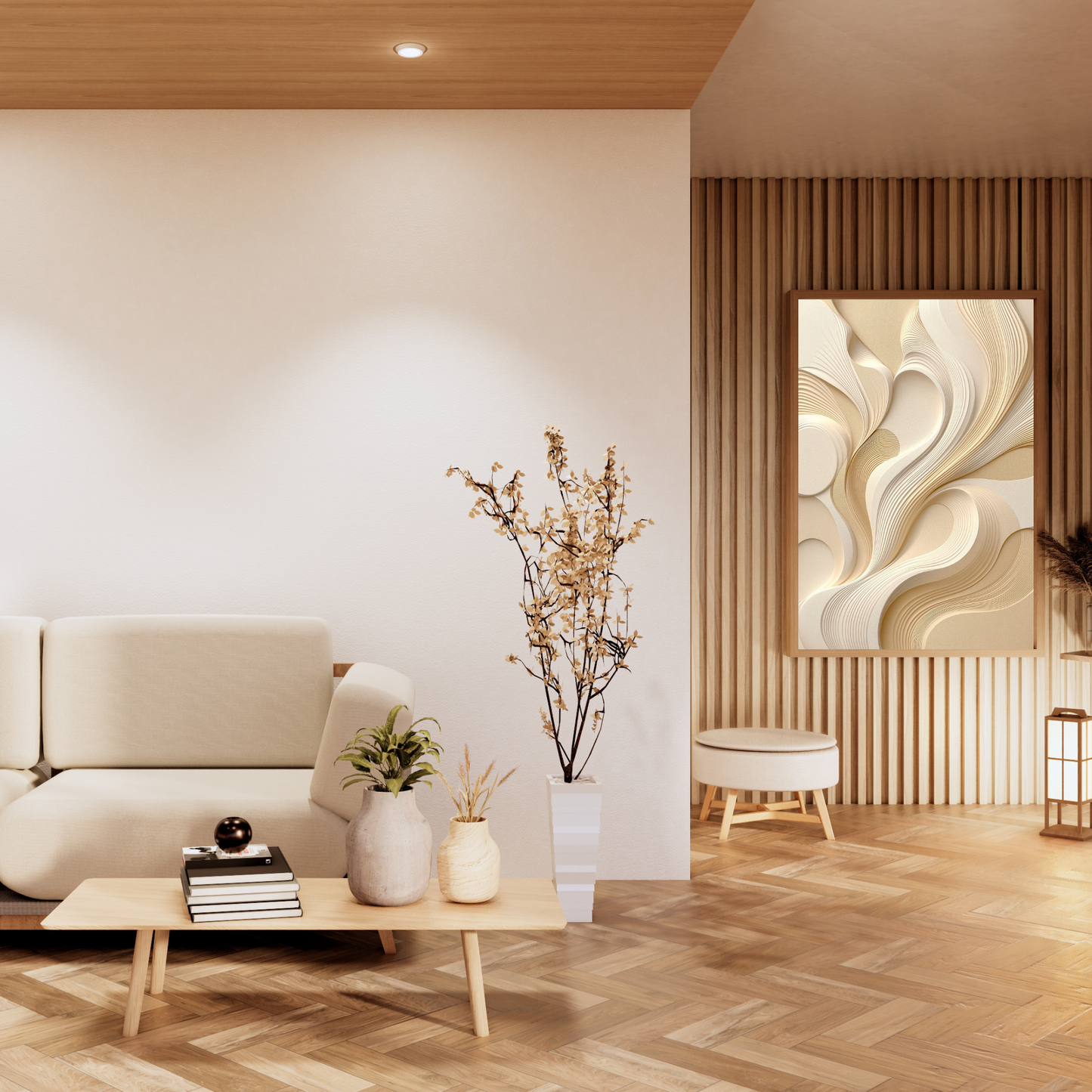 Ivory Flow – Layered Neutral Abstract Canvas Art – Modern Wall Décor