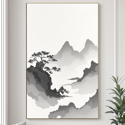 Floating Pines – Japanese Ink Landscape Premium Matte Poster