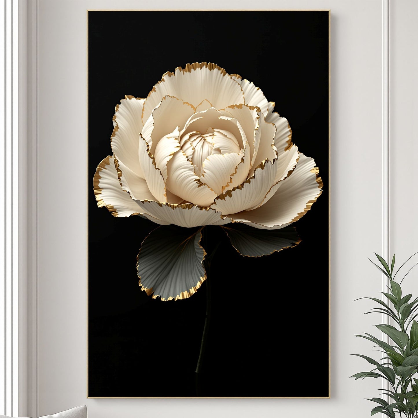 Luxury Black & Gold Floral Canvas Wall Art