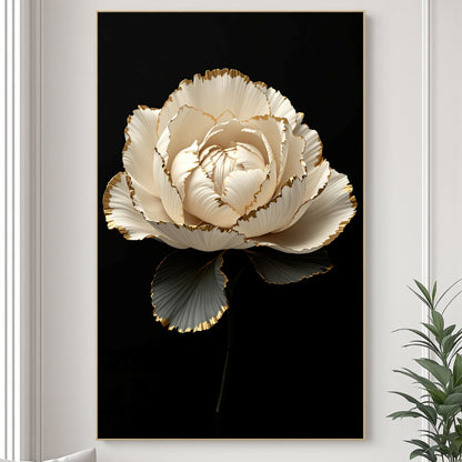 Luxury Black & Gold Floral Canvas Wall Art