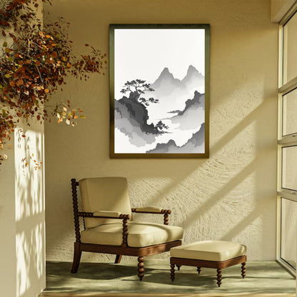 Floating Pines – Japanese Ink Landscape Premium Matte Poster