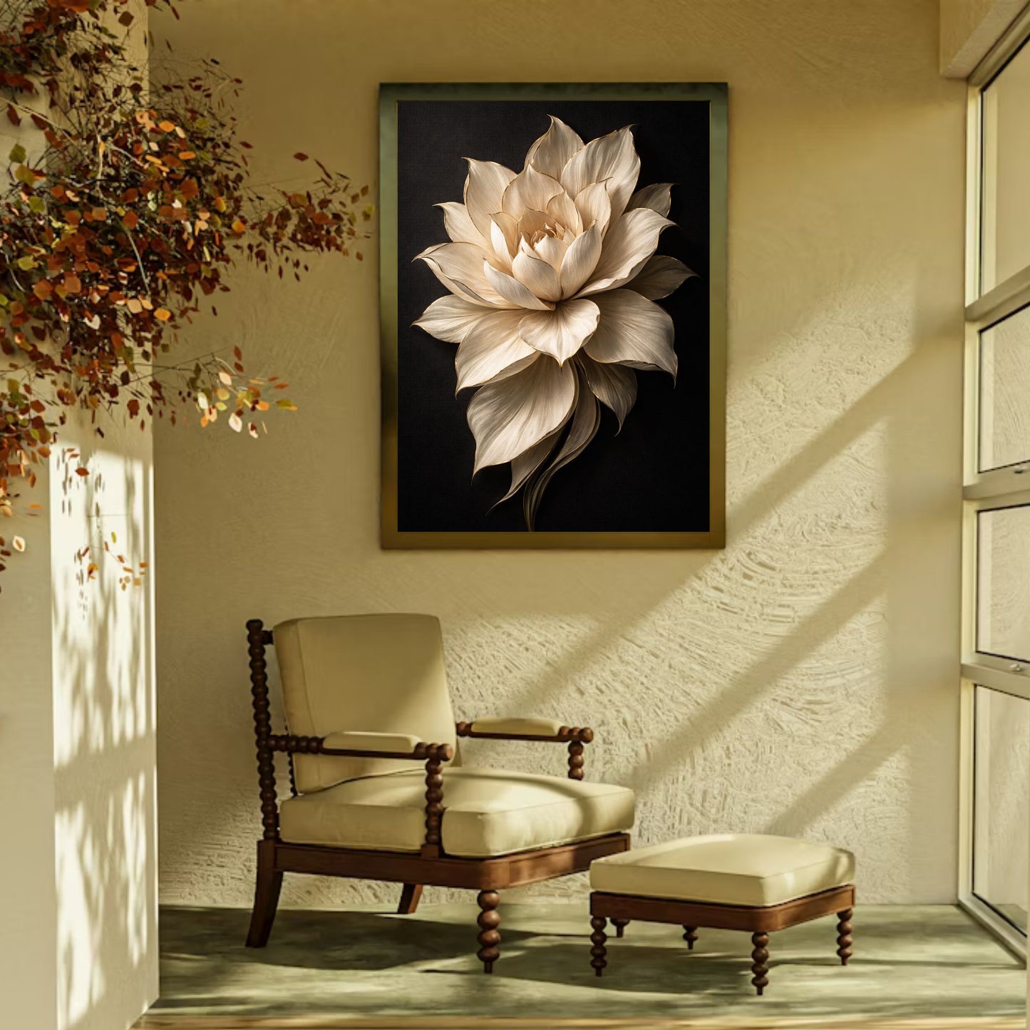 Golden Edge Lotus – Luxury Sculpted Floral Wall Art