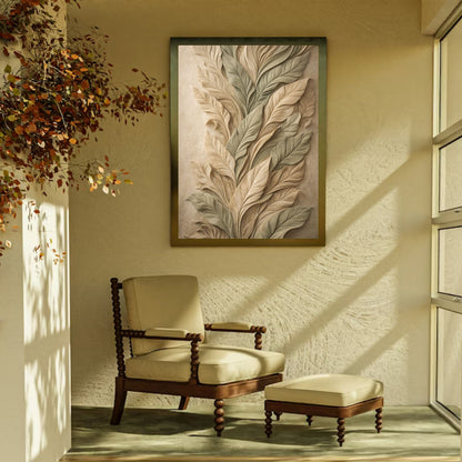 Sculpted Botanical Relief Canvas Art – Sage & Sand Textured Luxury Wall Decor