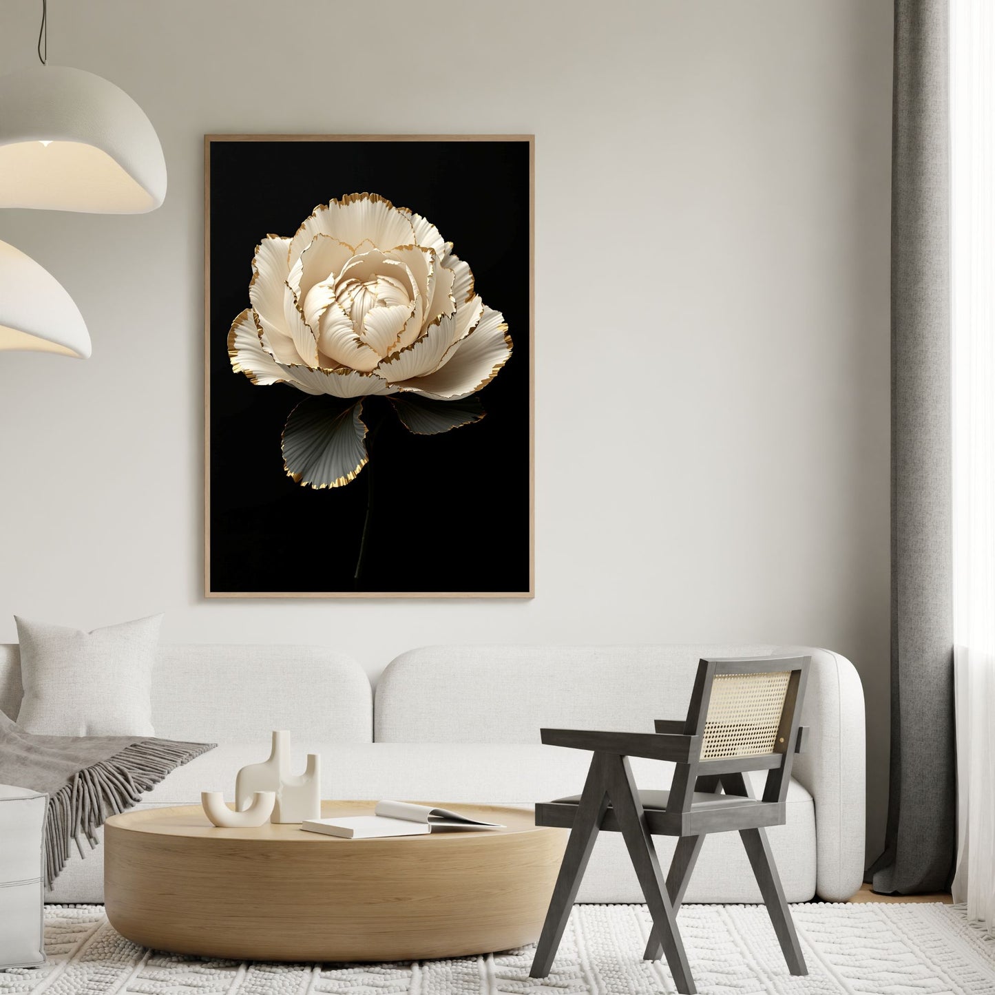 Luxury Black & Gold Floral Canvas Wall Art