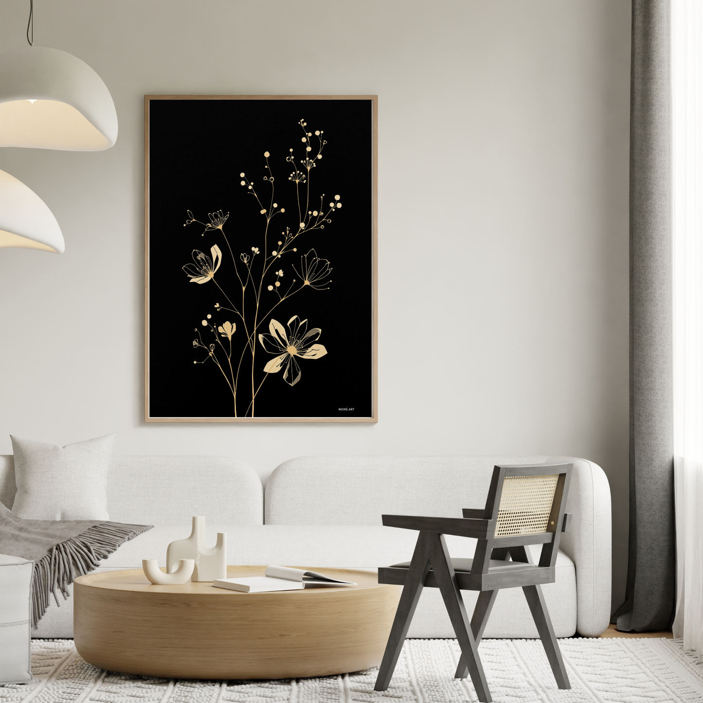 Midnight Gold Bloom – Black & Gold Luxury Floral  Wall Art