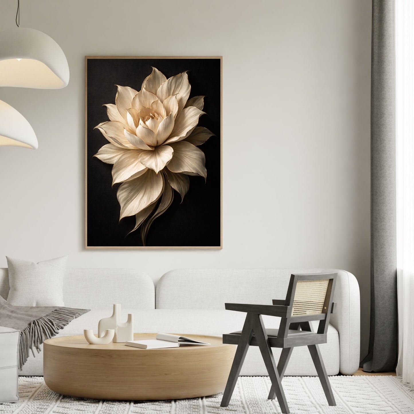 Golden Edge Lotus – Luxury Sculpted Floral Wall Art
