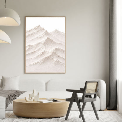Minimal Textured Mountain Canvas Wall Art – Neutral 3D Landscape Decor