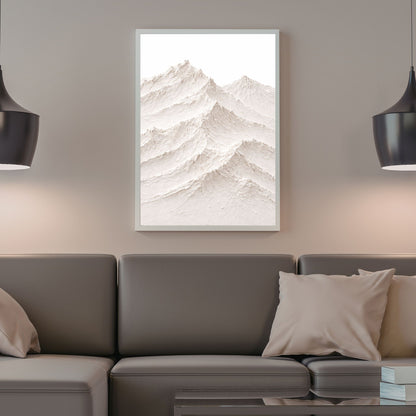 Minimal Textured Mountain Canvas Wall Art – Neutral 3D Landscape Decor