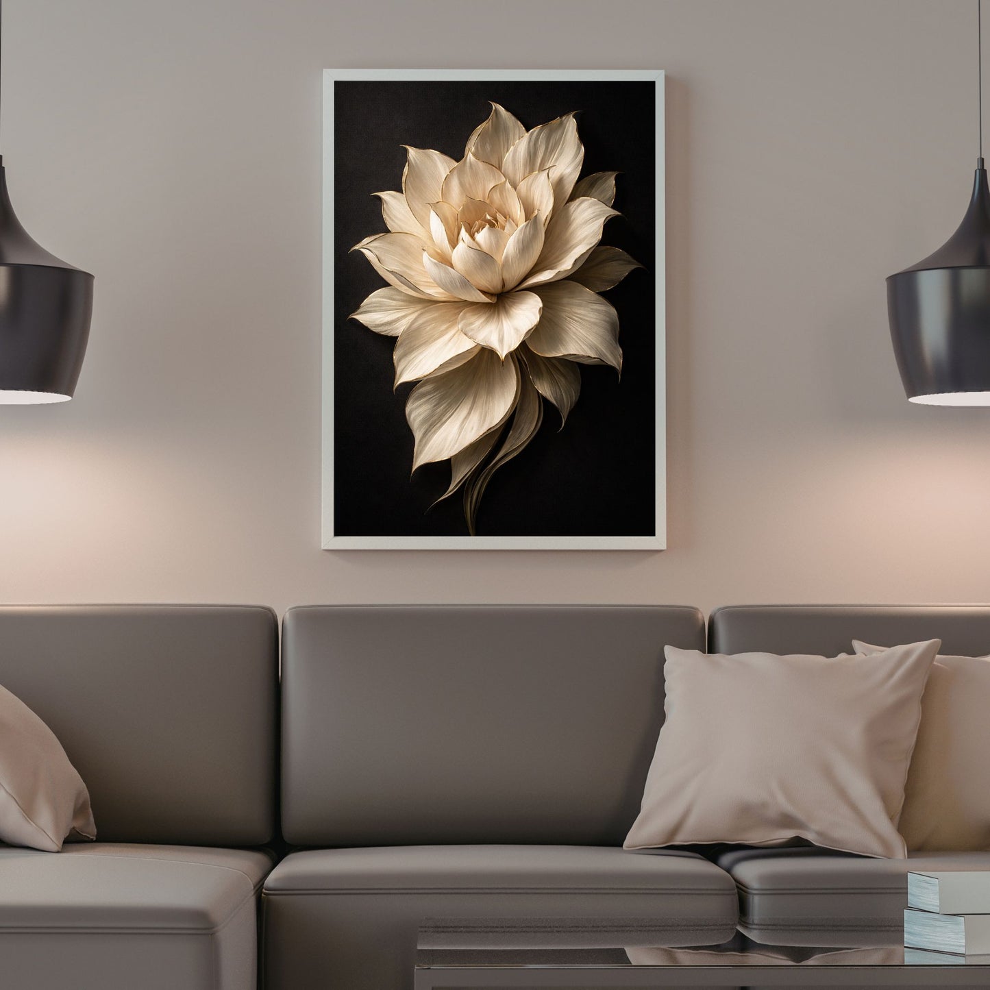 Golden Edge Lotus – Luxury Sculpted Floral Wall Art