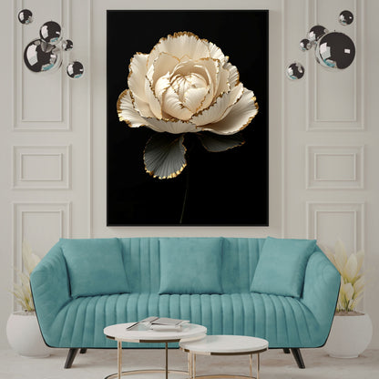 Luxury Black & Gold Floral Canvas Wall Art