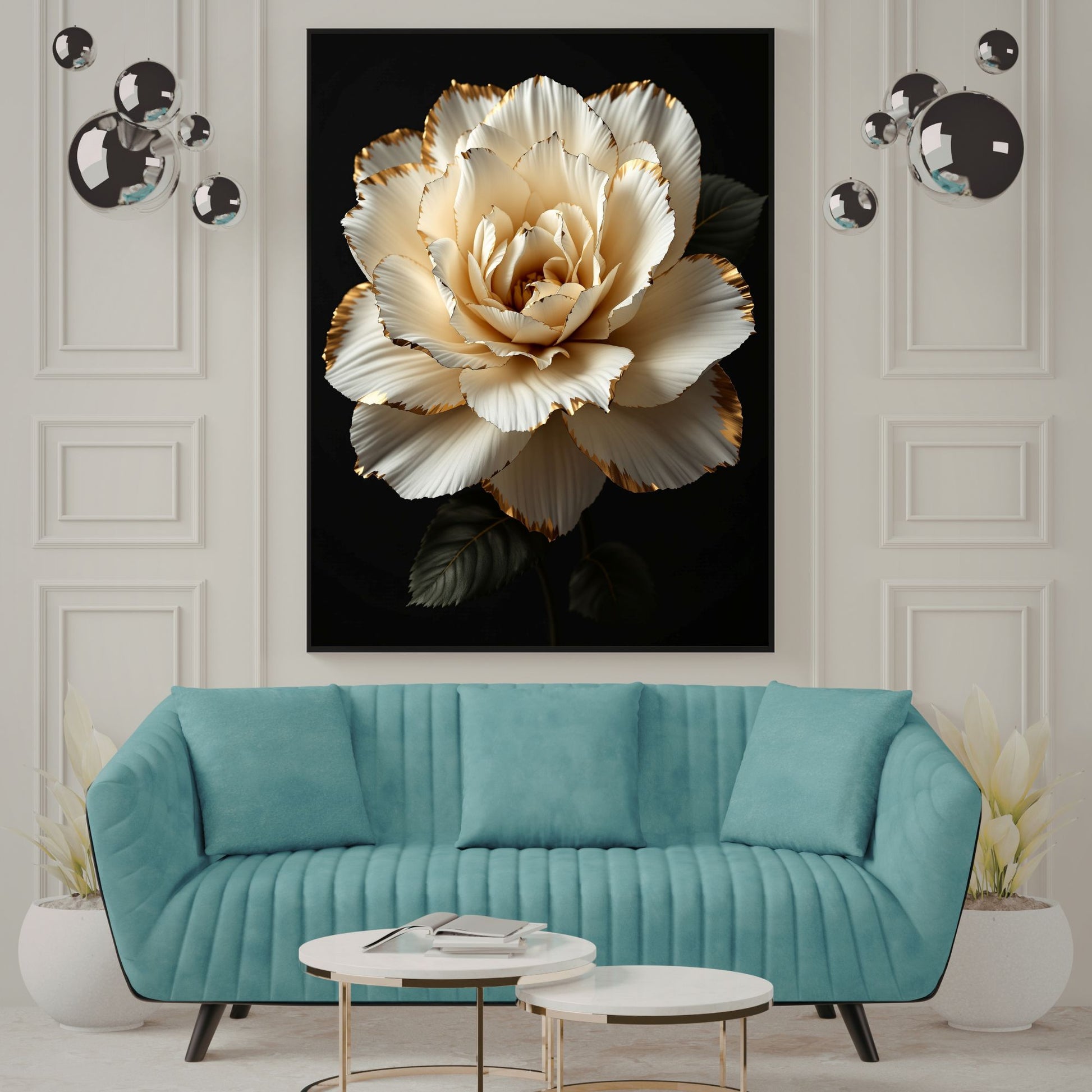 minimal canvas wall art in modern living room interior