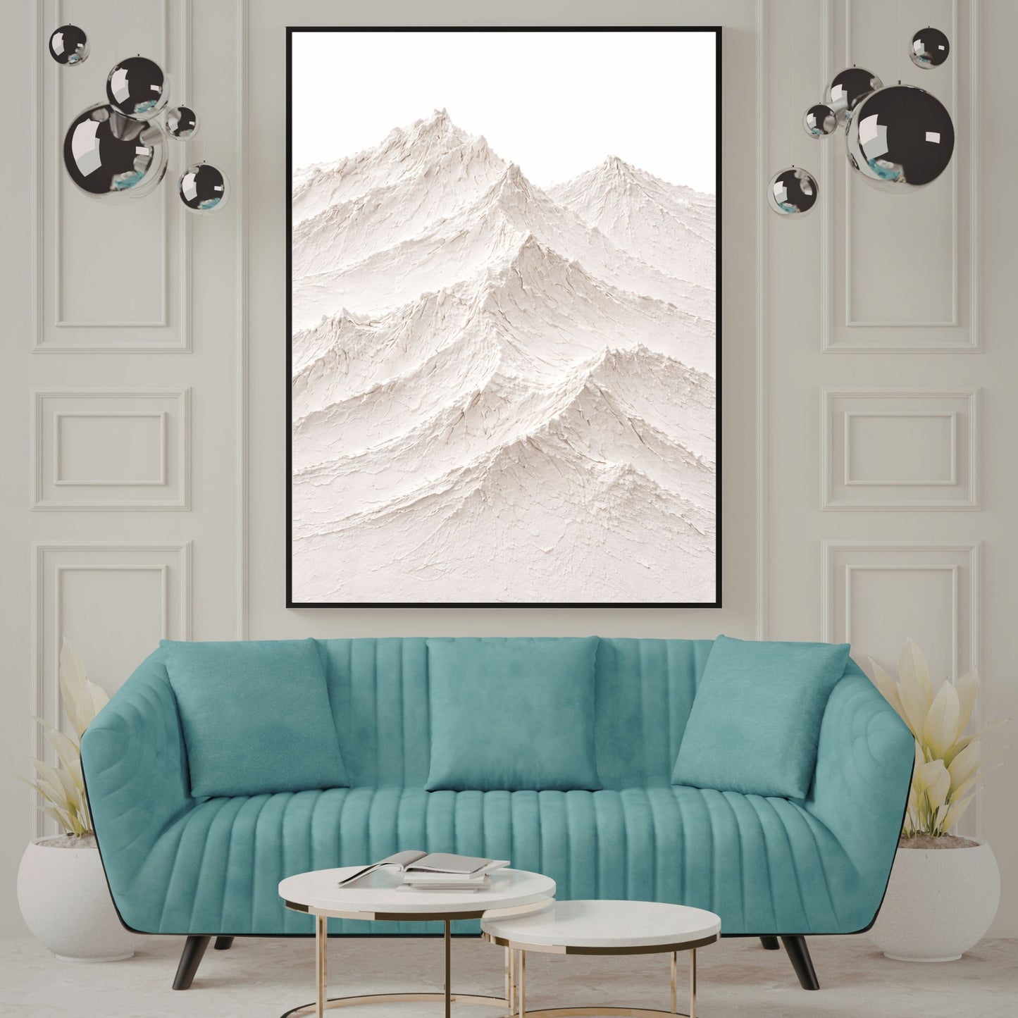 Minimal Textured Mountain Canvas Wall Art – Neutral 3D Landscape Decor