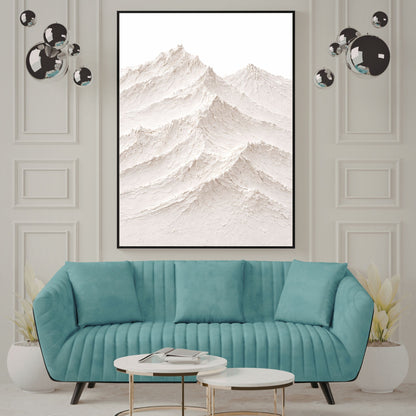 Minimal Textured Mountain Canvas Wall Art – Neutral 3D Landscape Decor