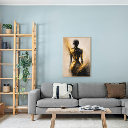 Golden Silhouette – Luxury Abstract Female Canvas Wall Art