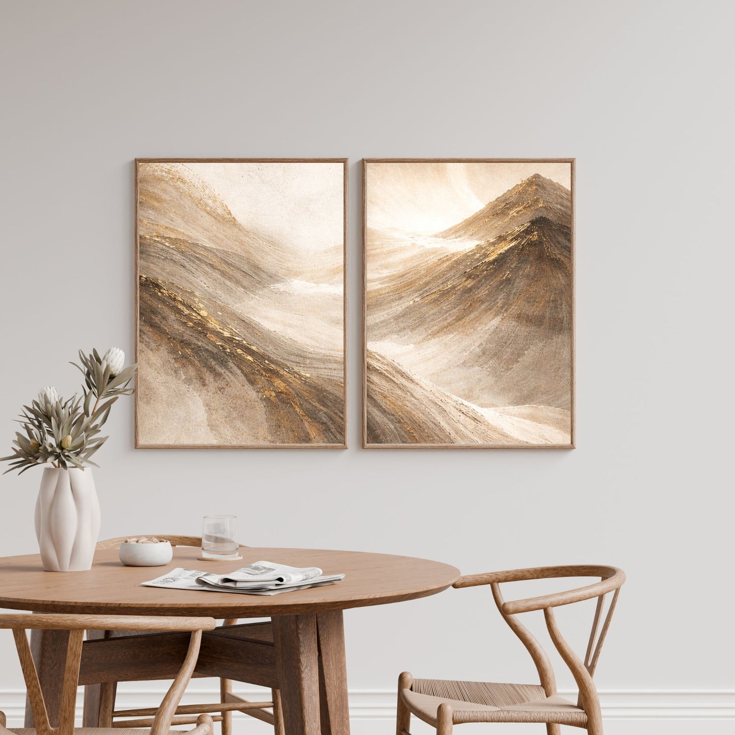 NOIRÉ Dune Flow II – Textured Mountain Light Canvas