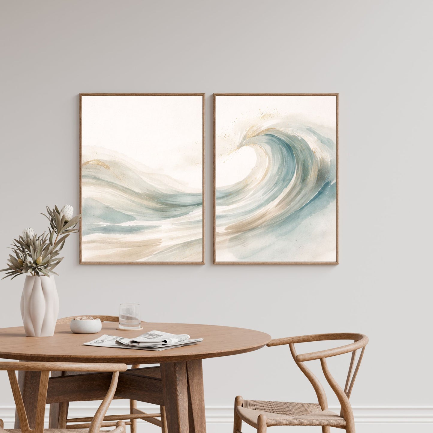 NOIRÉ Wave Flow II – Minimal Ocean Crest Canvas