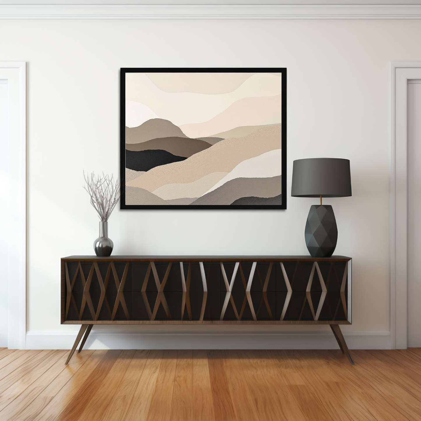Obsidian Layers Abstract Earth Tone Canvas Art