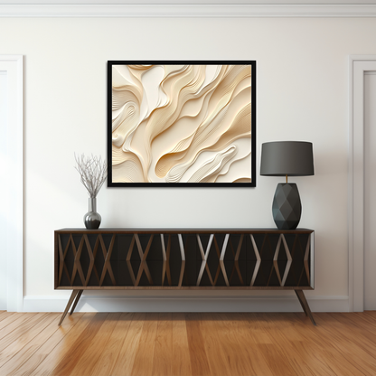 Sculpted Dune – Layered Beige Abstract Canvas Art Print