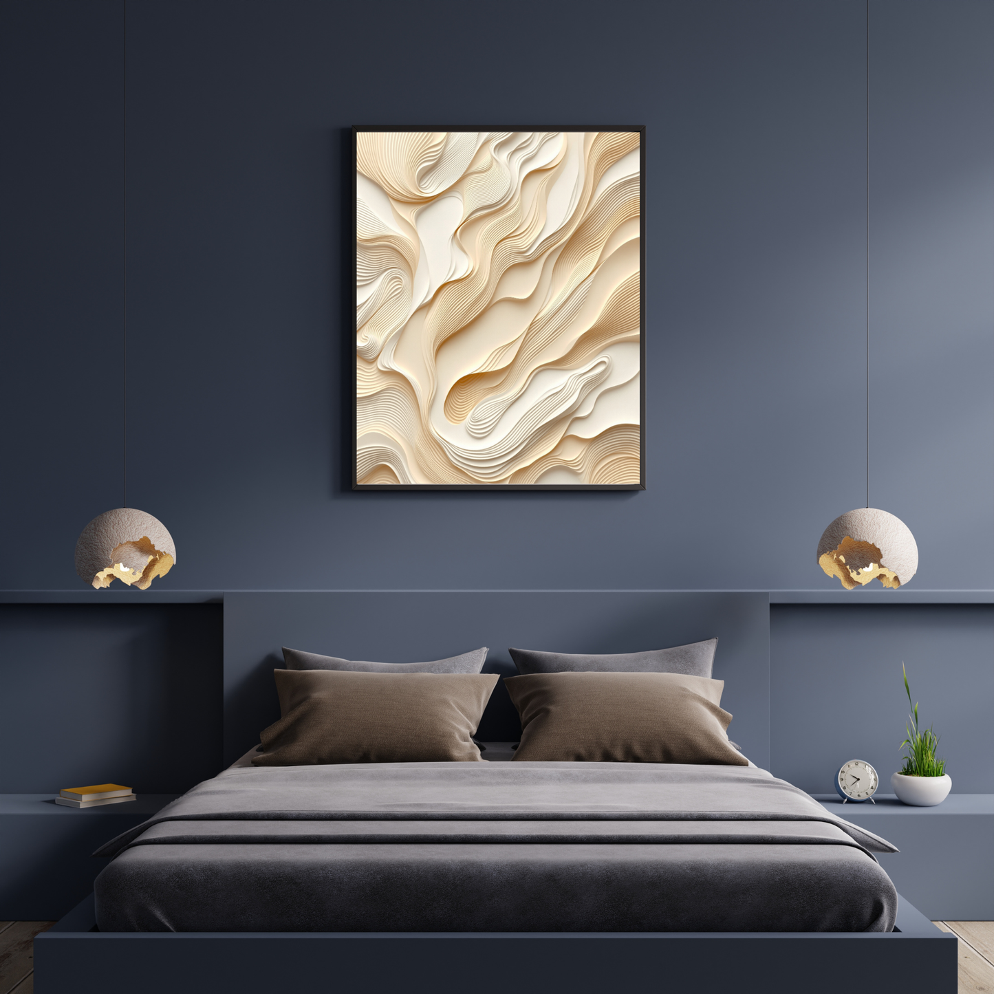 Sculpted Dune – Layered Beige Abstract Canvas Art Print